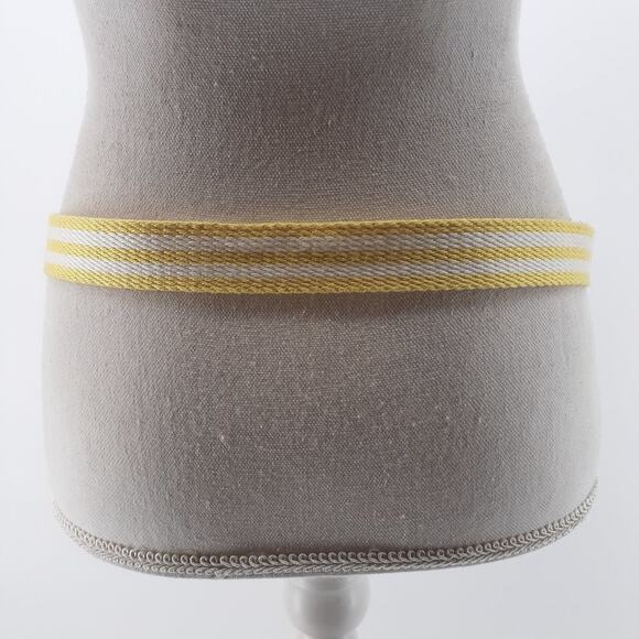 Tommy Hilfiger Striped Hub Yellow White Brown Leather Cotton Weaved   gold ton - Picture 9 of 13